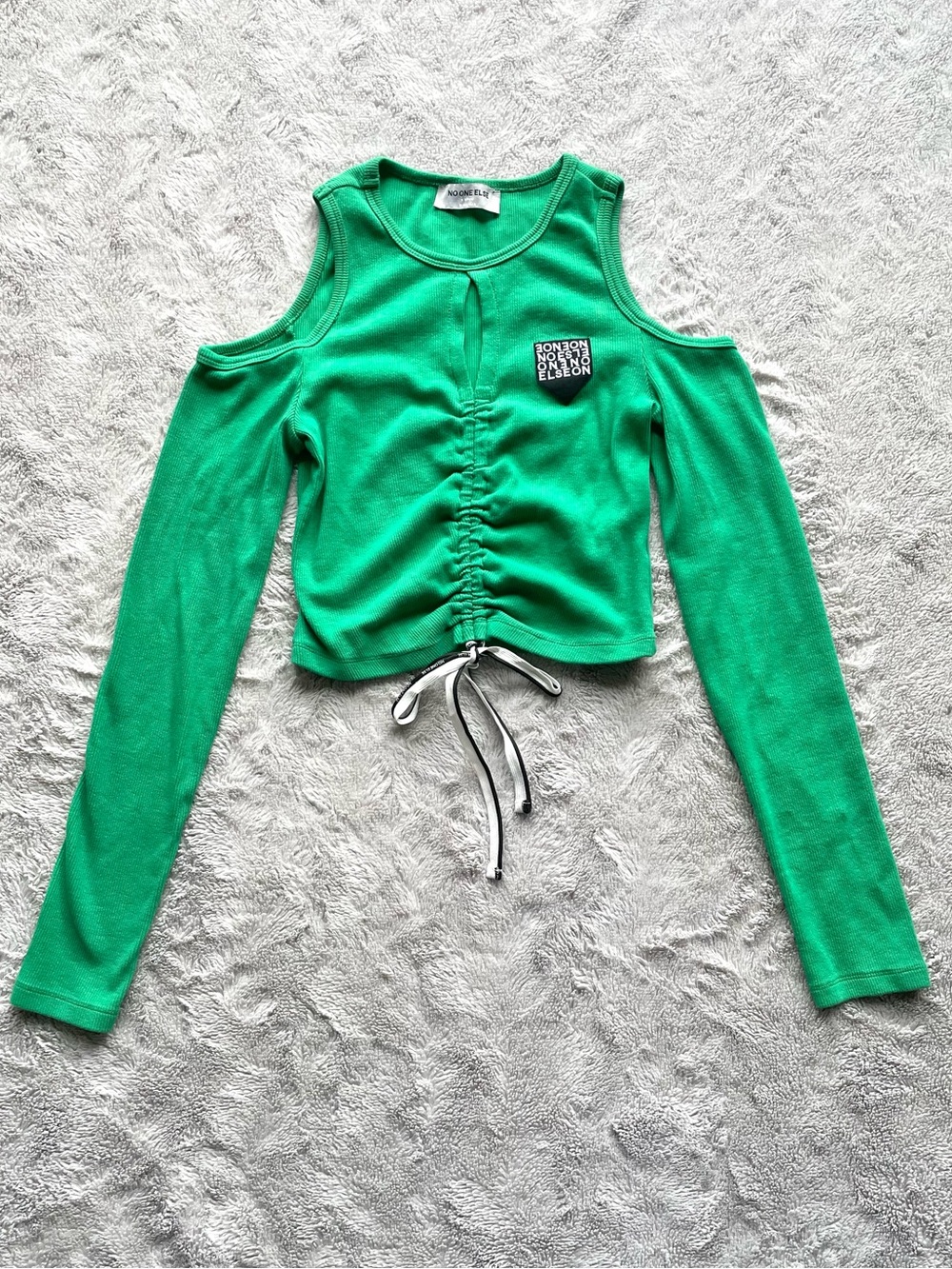 Y2K Harajuku Green Cold-Shoulder Croptop
